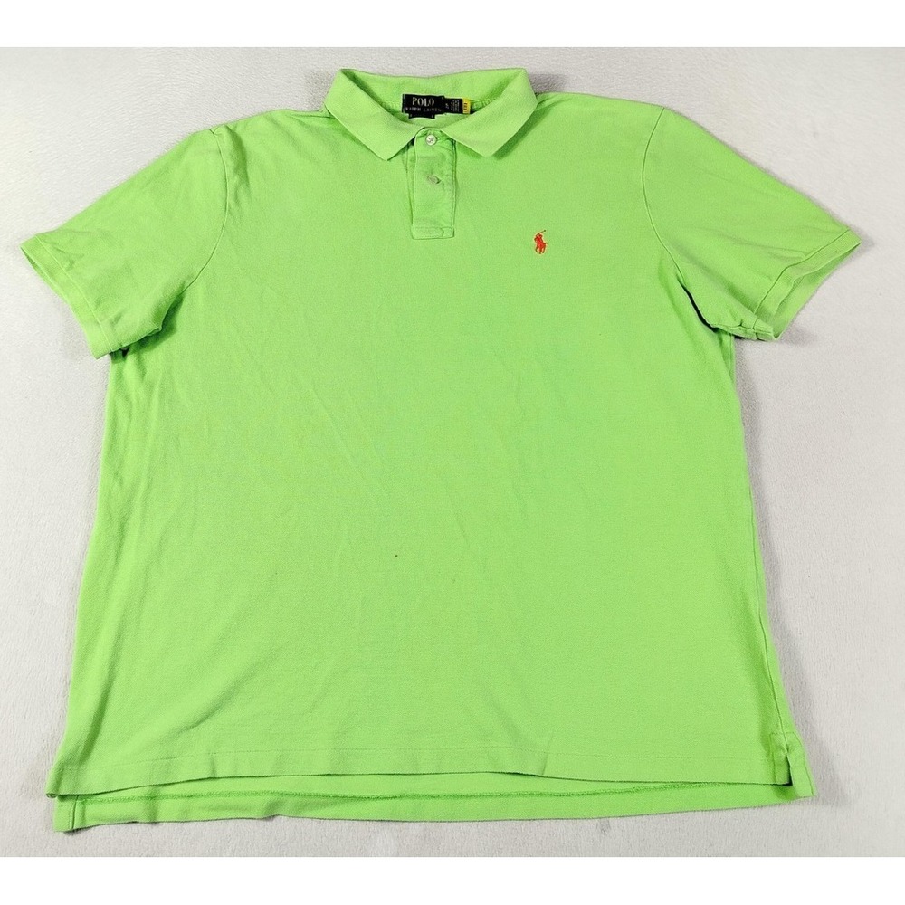 Polo Ralph Lauren Polo Shirt Mens XL Green Classic Fit Pique Cotton Pony Preppy